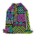 Neon Native Aztec Pattern Print Drawstring Bag