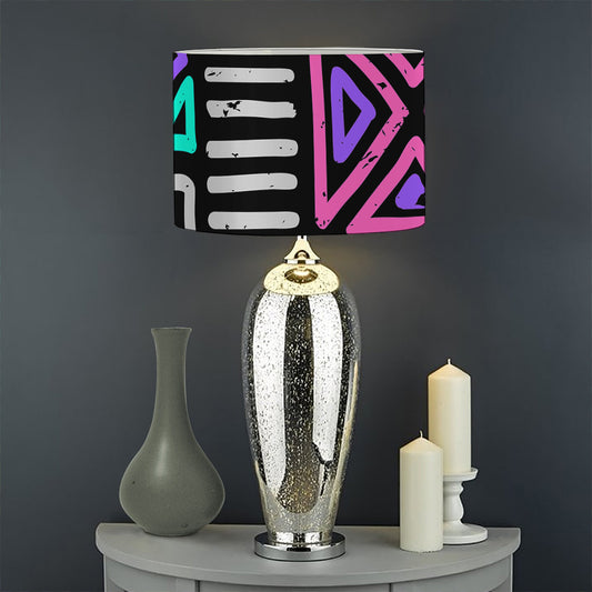 Neon Native Aztec Pattern Print Drum Lamp Shade