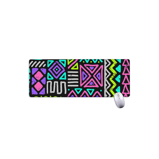 Neon Native Aztec Pattern Print Extended Mouse Pad
