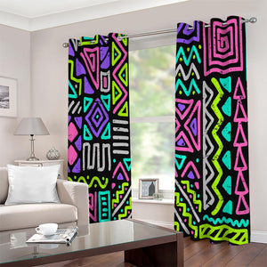 Neon Native Aztec Pattern Print Extra Wide Grommet Curtains