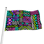 Neon Native Aztec Pattern Print Flag