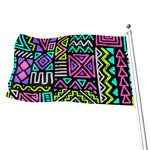 Neon Native Aztec Pattern Print Flag