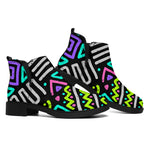 Neon Native Aztec Pattern Print Flat Ankle Boots