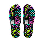 Neon Native Aztec Pattern Print Flip Flops