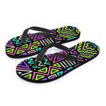 Neon Native Aztec Pattern Print Flip Flops