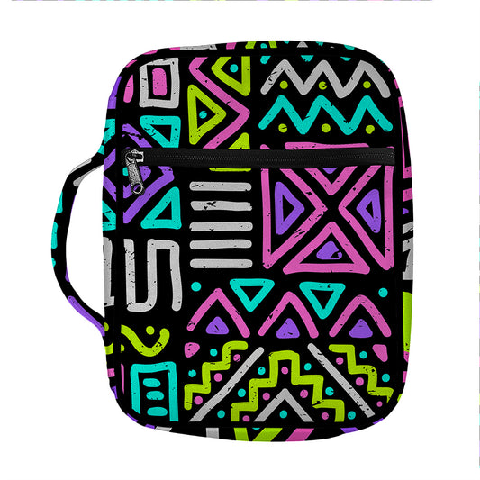 Neon Native Aztec Pattern Print Front Pocket Bible Bag