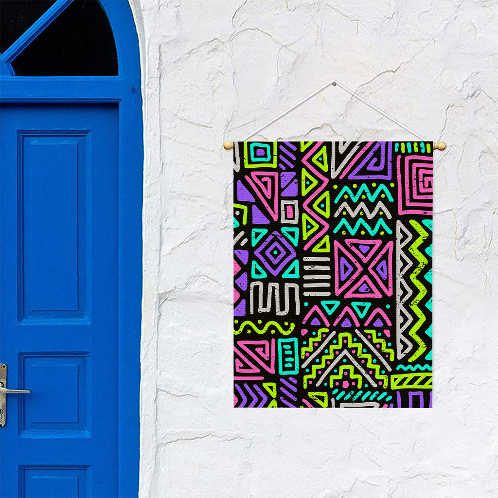 Neon Native Aztec Pattern Print Garden Flag
