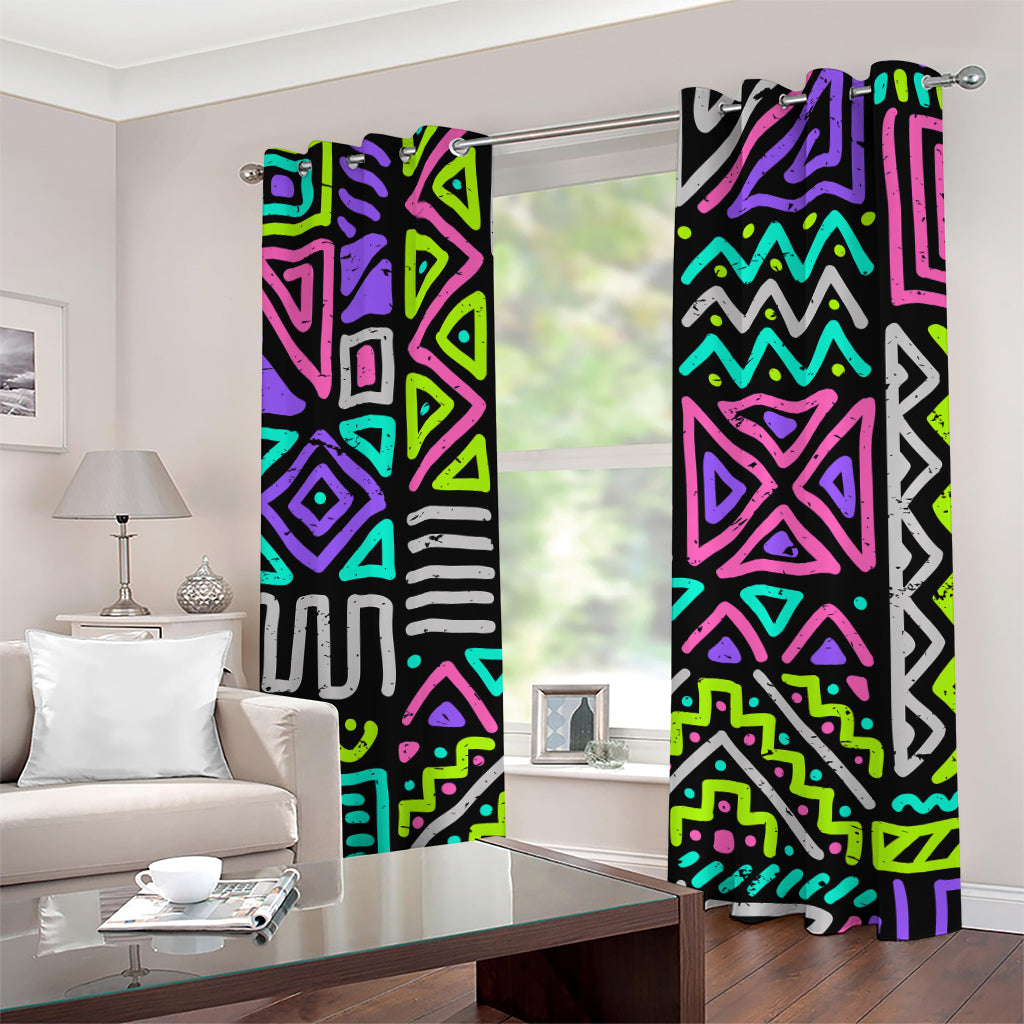 Neon Native Aztec Pattern Print Grommet Curtains