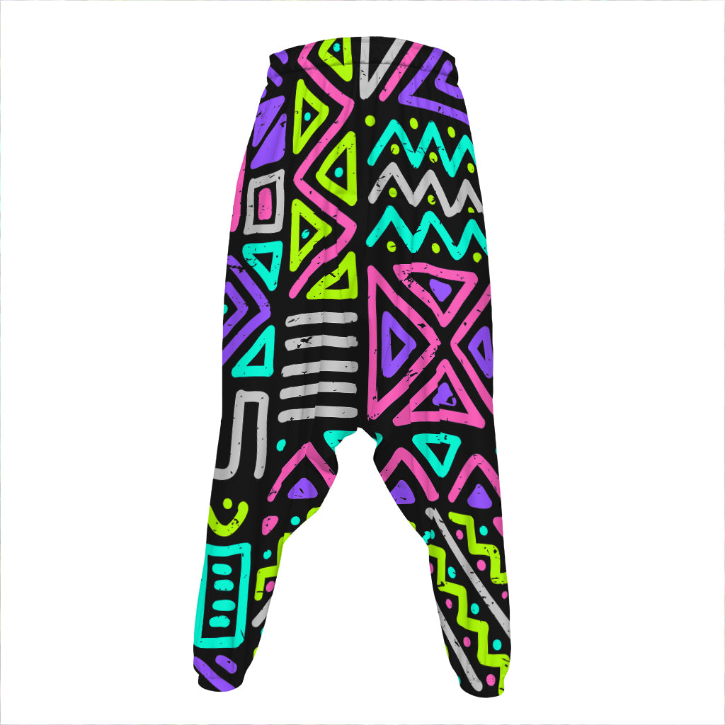 Neon Native Aztec Pattern Print Hammer Pants