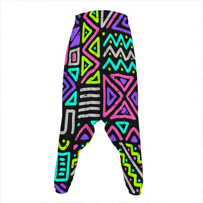Neon Native Aztec Pattern Print Hammer Pants