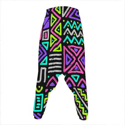 Neon Native Aztec Pattern Print Hammer Pants