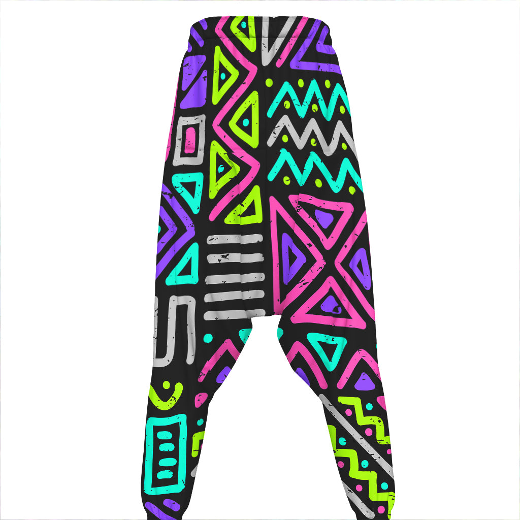 Neon Native Aztec Pattern Print Hammer Pants