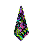 Neon Native Aztec Pattern Print Hand Towel