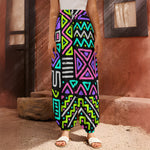 Neon Native Aztec Pattern Print Harem Pants