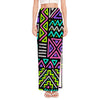 Neon Native Aztec Pattern Print High Slit Maxi Skirt