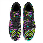 Neon Native Aztec Pattern Print High Top Leather Sneakers