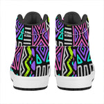 Neon Native Aztec Pattern Print High Top Leather Sneakers