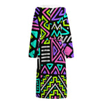 Neon Native Aztec Pattern Print Hooded Bathrobe