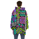 Neon Native Aztec Pattern Print Hoodie Blanket