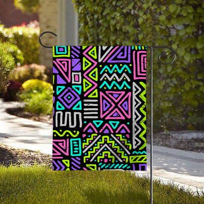 Neon Native Aztec Pattern Print House Flag