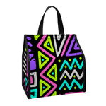 Neon Native Aztec Pattern Print Insulated Lunch Tote