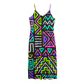 Neon Native Aztec Pattern Print Jersey Midi Cami Dress