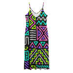 Neon Native Aztec Pattern Print Jersey Midi Cami Dress