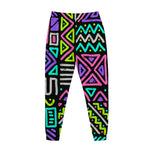 Neon Native Aztec Pattern Print Jogger Pants