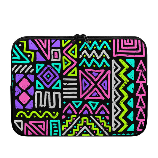 Neon Native Aztec Pattern Print Laptop Sleeve