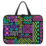 Neon Native Aztec Pattern Print Laptop Sleeve With Handle
