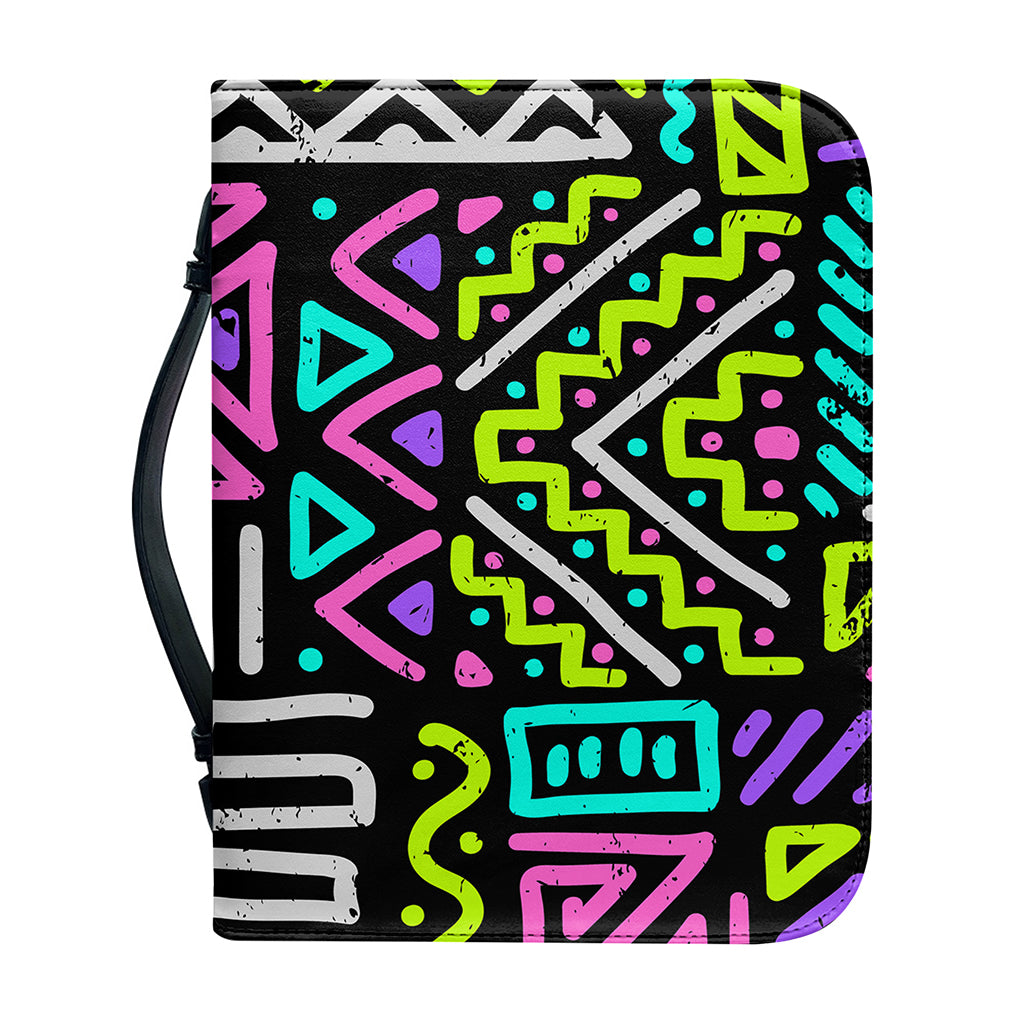 Neon Native Aztec Pattern Print Leather Bible Cover