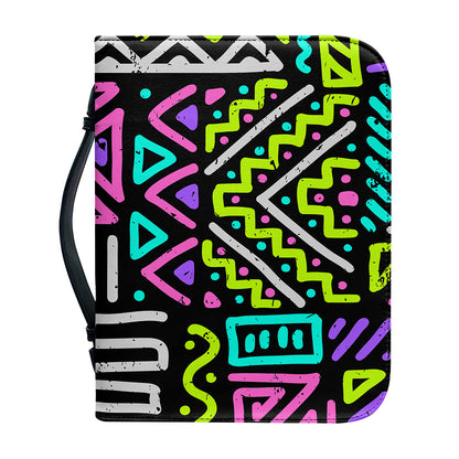 Neon Native Aztec Pattern Print Leather Bible Cover