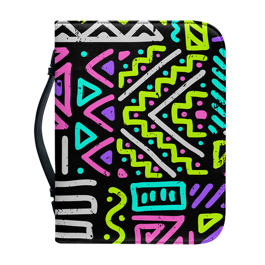 Neon Native Aztec Pattern Print Leather Bible Cover