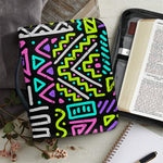 Neon Native Aztec Pattern Print Leather Bible Cover