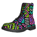 Neon Native Aztec Pattern Print Lace-Up Boots
