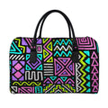 Neon Native Aztec Pattern Print Leather Duffel Bag