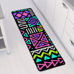 Neon Native Aztec Pattern Print Long Kitchen Mat