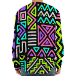 Neon Native Aztec Pattern Print Long Sleeve Baseball Jersey