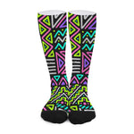 Neon Native Aztec Pattern Print Long Socks