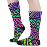 Neon Native Aztec Pattern Print Long Socks