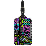 Neon Native Aztec Pattern Print Luggage Tag
