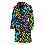 Neon Native Aztec Pattern Print Men's Bathrobe