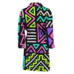 Neon Native Aztec Pattern Print Men's Bathrobe