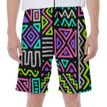 Neon Native Aztec Pattern Print Men's Beach Shorts