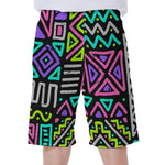 Neon Native Aztec Pattern Print Men's Beach Shorts
