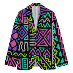 Neon Native Aztec Pattern Print Men's Blazer