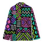 Neon Native Aztec Pattern Print Men's Blazer