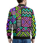 Neon Native Aztec Pattern Print Men's Bomber Jacket