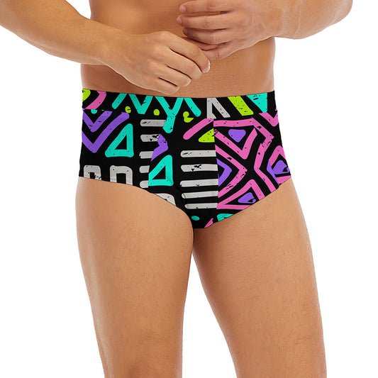 Neon Native Aztec Pattern Print Men's Briefs