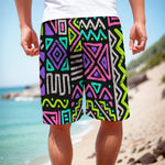 Neon Native Aztec Pattern Print Men's Cargo Shorts